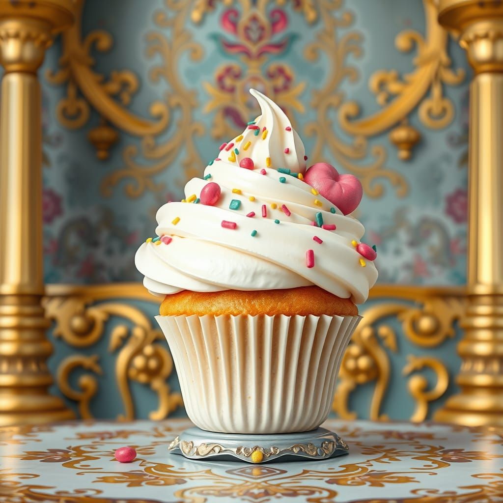 Whimsical Cupcake with Pastel Frosting and Sprinkles