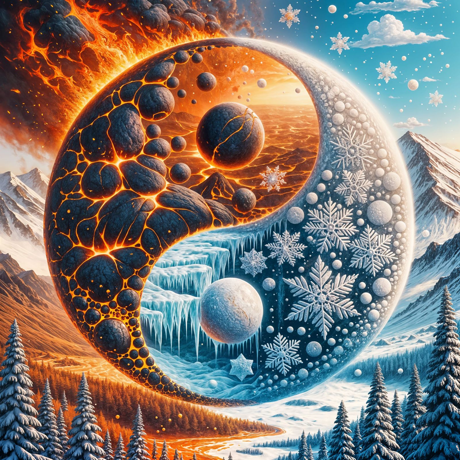 Fire and Ice: A Yin Yang Digital Painting
