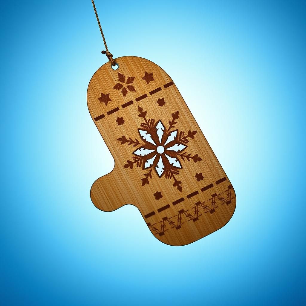 Folk Art Mitten with Snowflake in Rustic Style