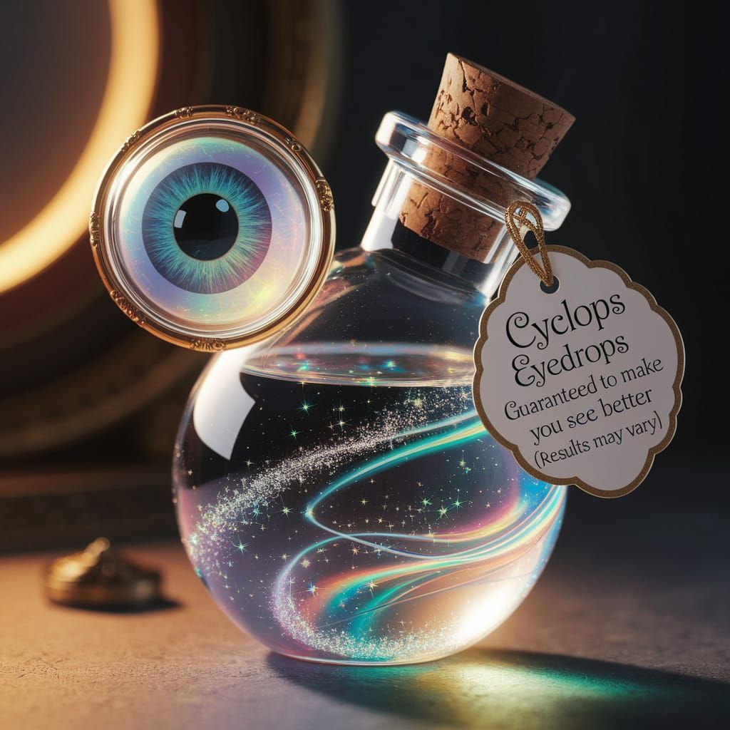 Magical Cyclops Eye Vial with Glowing Potion