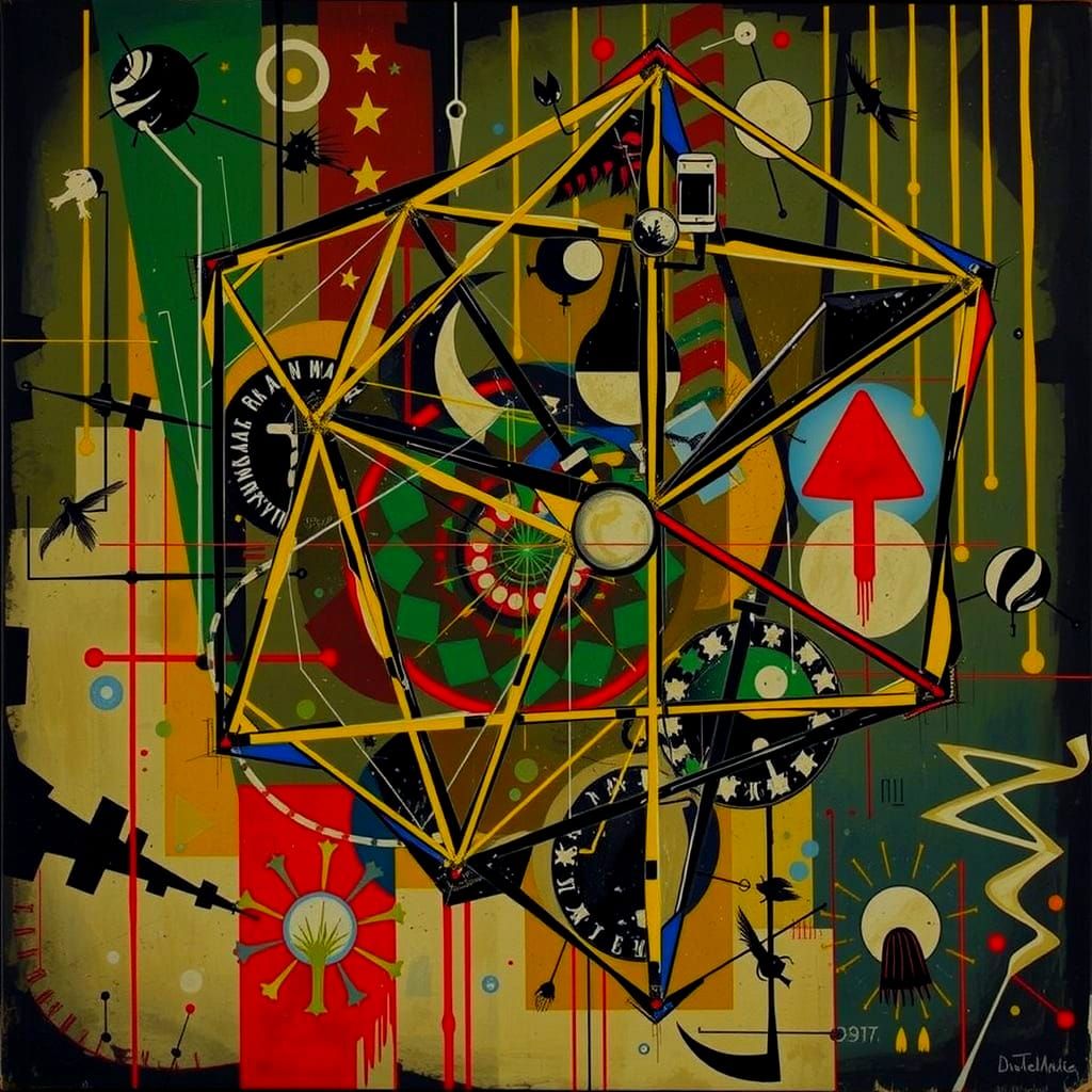 Abstract Fractal Dodecahedron in Expressionist Style