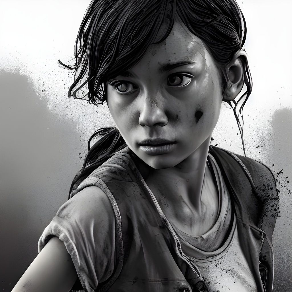 Hyperrealistic Painting of Clementine from The Walking Dead