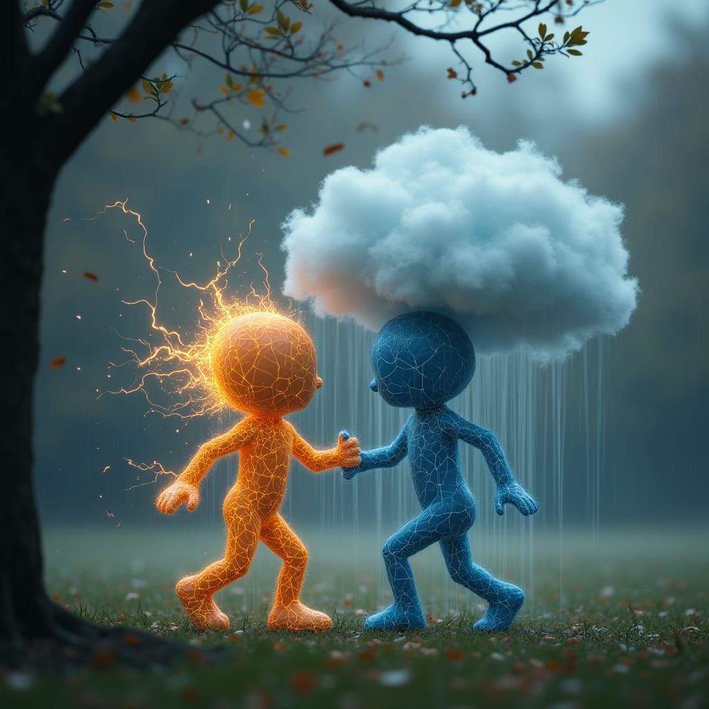 Electric Spark and Rain Cloud Friends in Park
