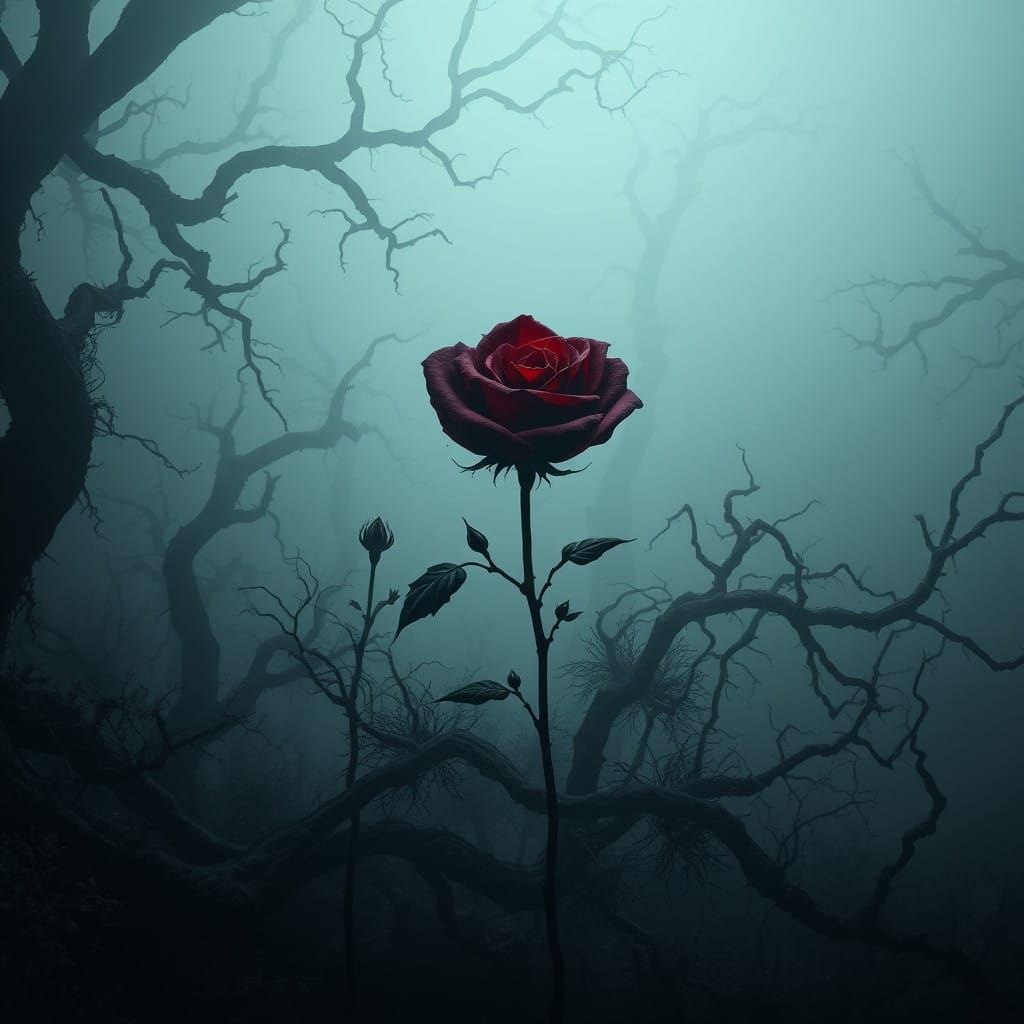 Macabre Gothic Bloom in Haunted Forest