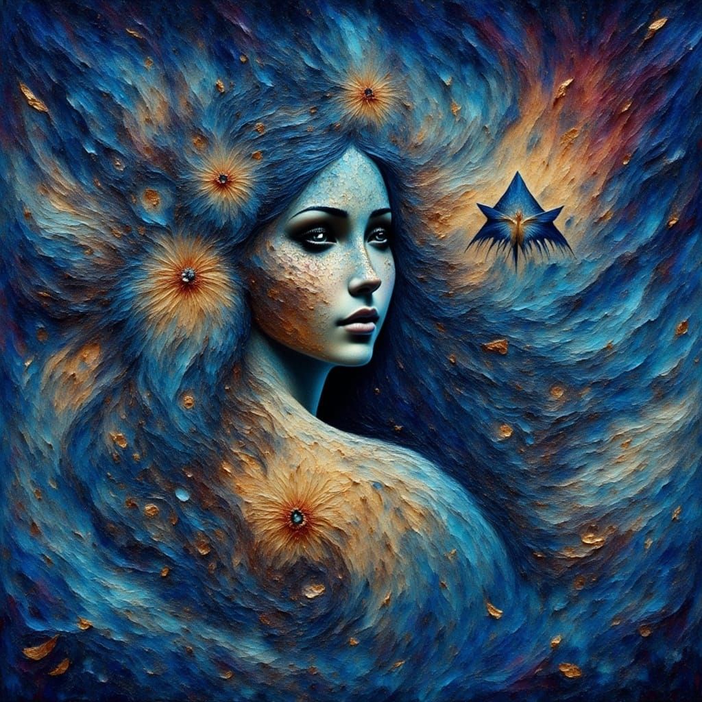 Surreal Woman in Ornate Dreamscape, Digital Art