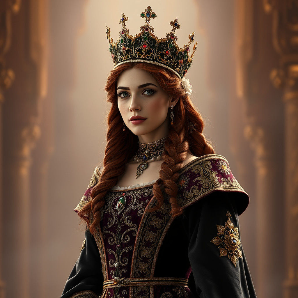 Medieval Queen Alizee in Regal Attire