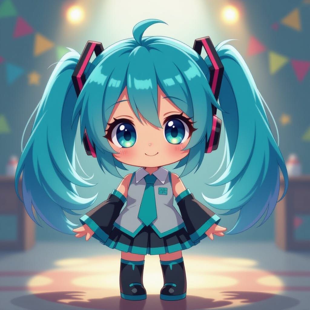 Chibi Hatsune Miku Muppet Style Digital Art