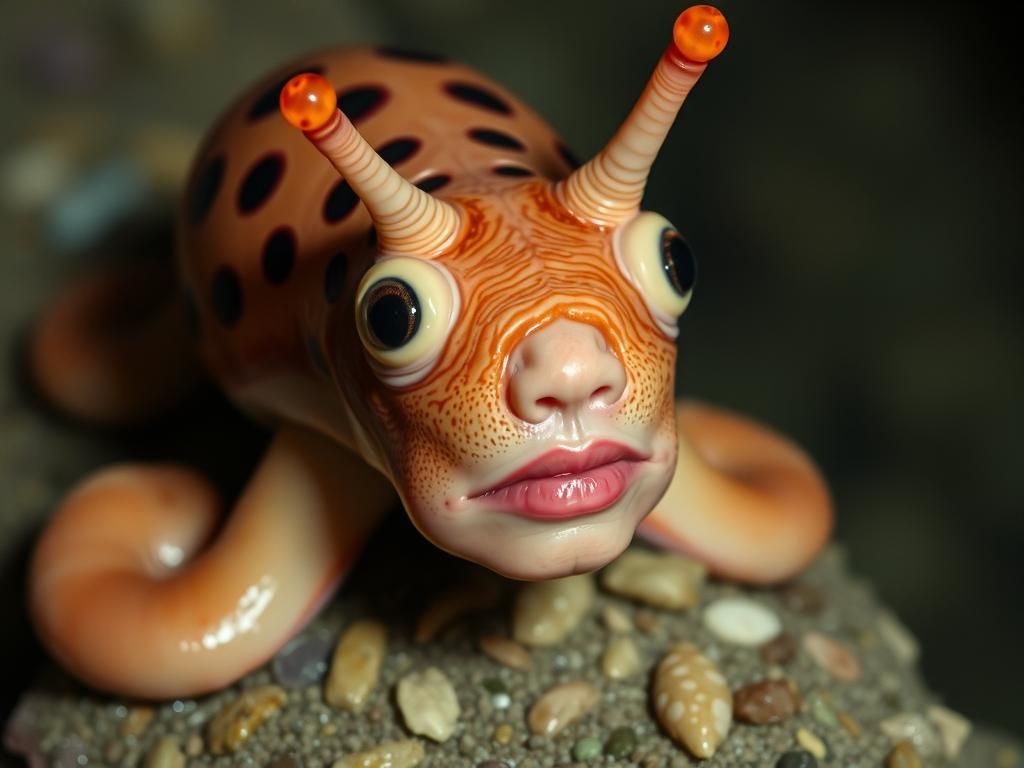 Sea Slug with Actress Face in Surreal Style