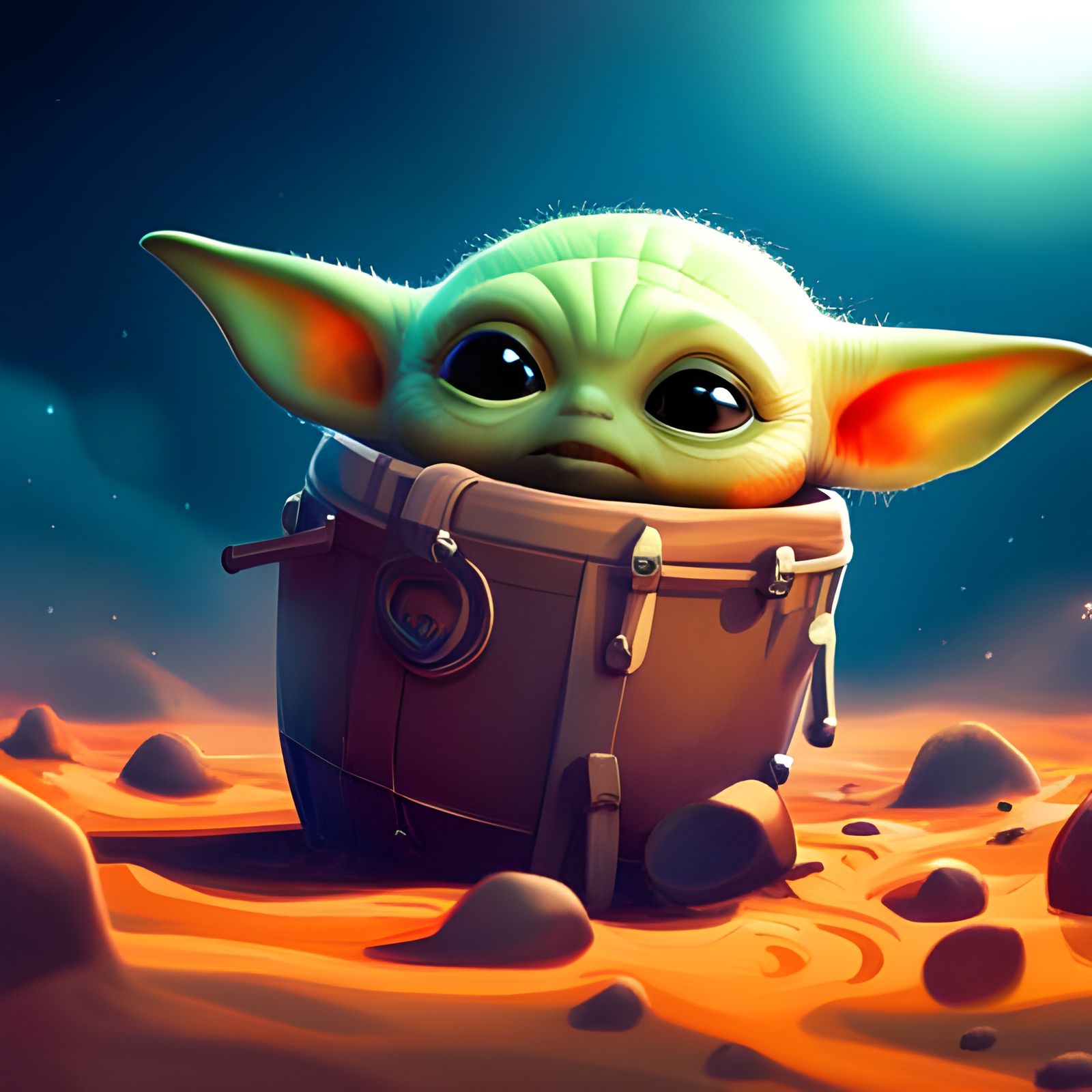 Adorable Baby Yoda Newborn in 3D Render