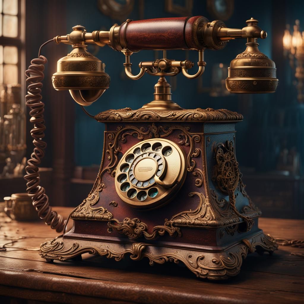 Vintage Telephone in Detailed Matte Painting