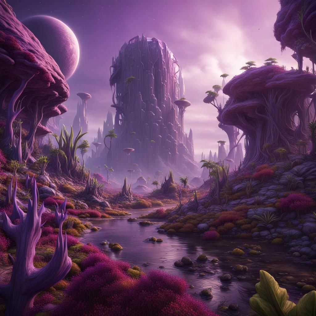 Lush Purple Vegetation on Alien Planet