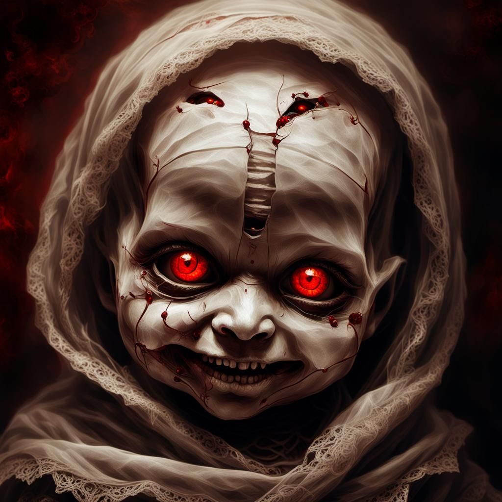 Eerie Baby Mummy Portrait in Victorian Gothic Style