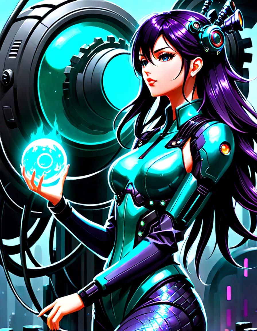 Ethereal Cyberpunk Slime Goddess in Hyperdetailed Armor