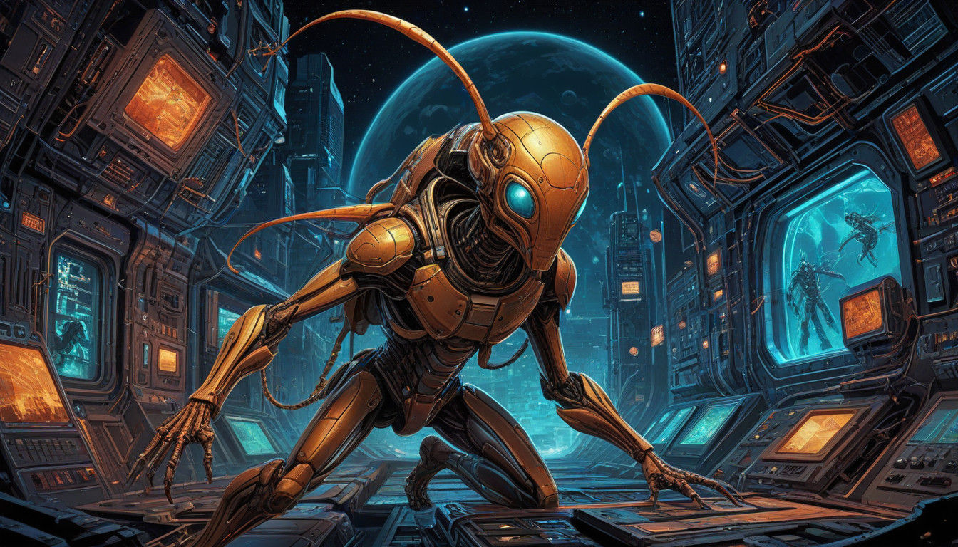 Retro Futuristic Space Chip Systems in Vibrant Comic Book Ar...