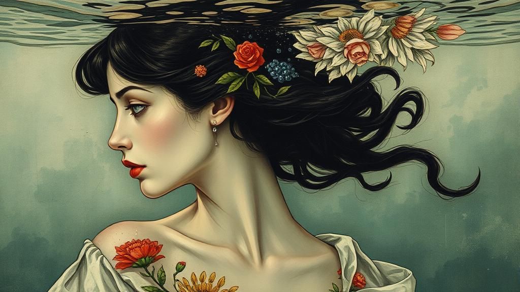 Alice Underwater: A Surreal Schiele-Inspired Marvel