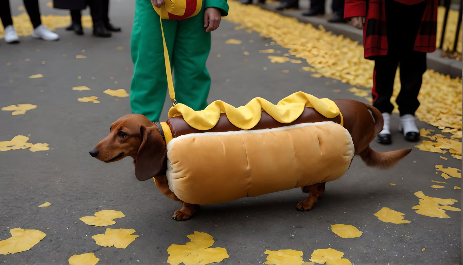 Dachshund Delights in Hot Dog Costume on Halloween