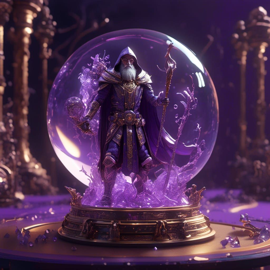 Wizard in Crystal Ball: Sci-Fi Digital Art