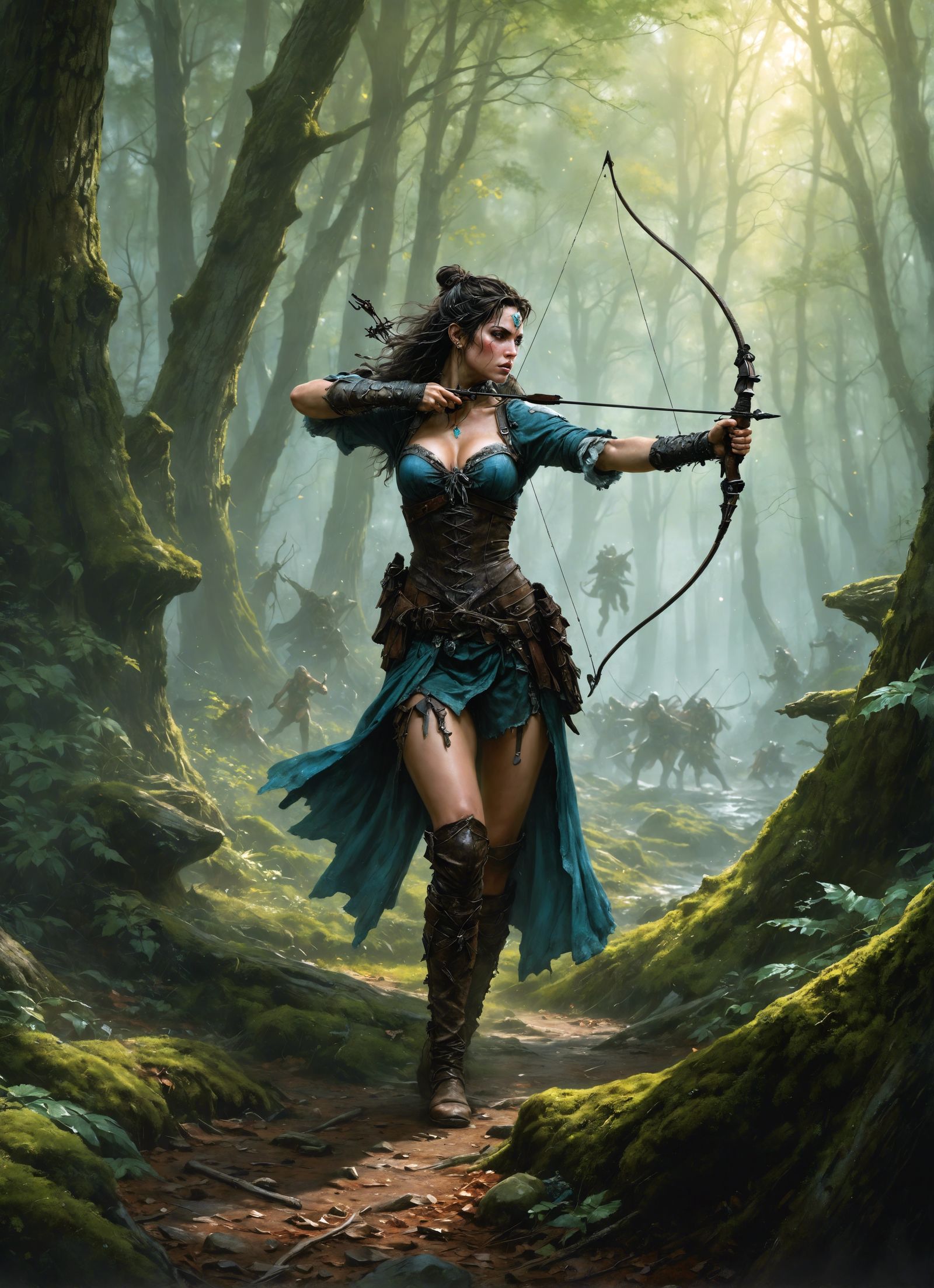 Adventuress Archer in Hyperrealistic Fairy Tale Style