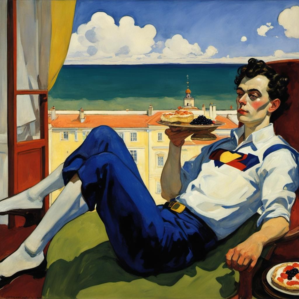 Superhero's Caviar Feast: Classical Portraiture