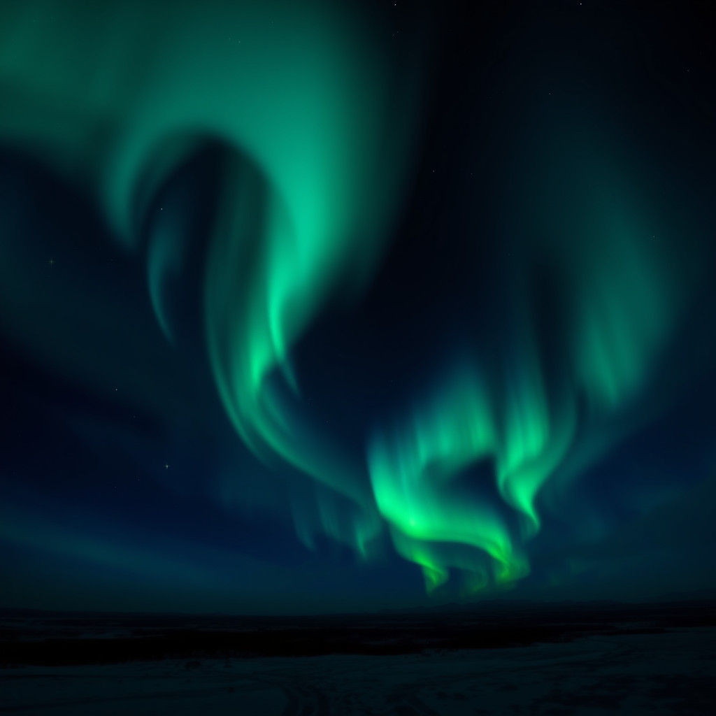 Spectacular Northern Lights Display in Midnight Sky