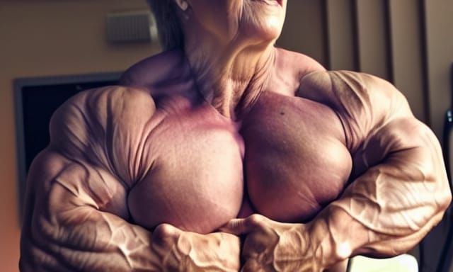 Extremely Muscular Grandma Bodybuilder