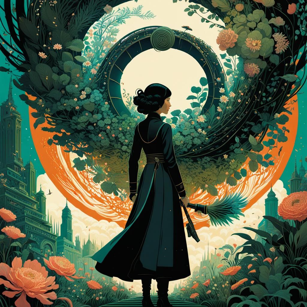 Post-Apocalyptic Floral Garden in Retro Style