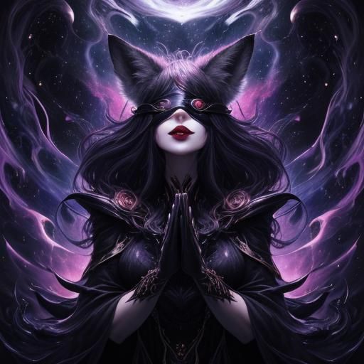 Surreal Fox-Girl with Cosmic Maelstrom