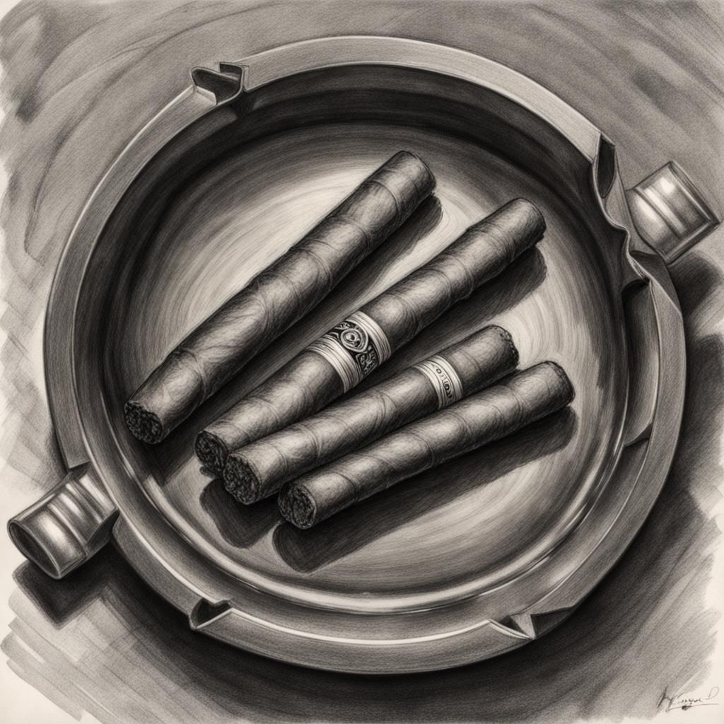 Hyperdetailed Charcoal Drawing of a Cigar