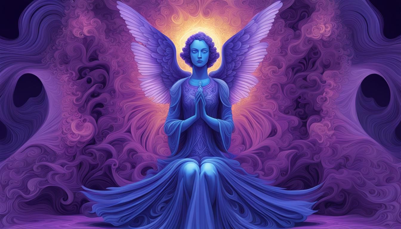 Blue Angel at Altar with Violet Flame