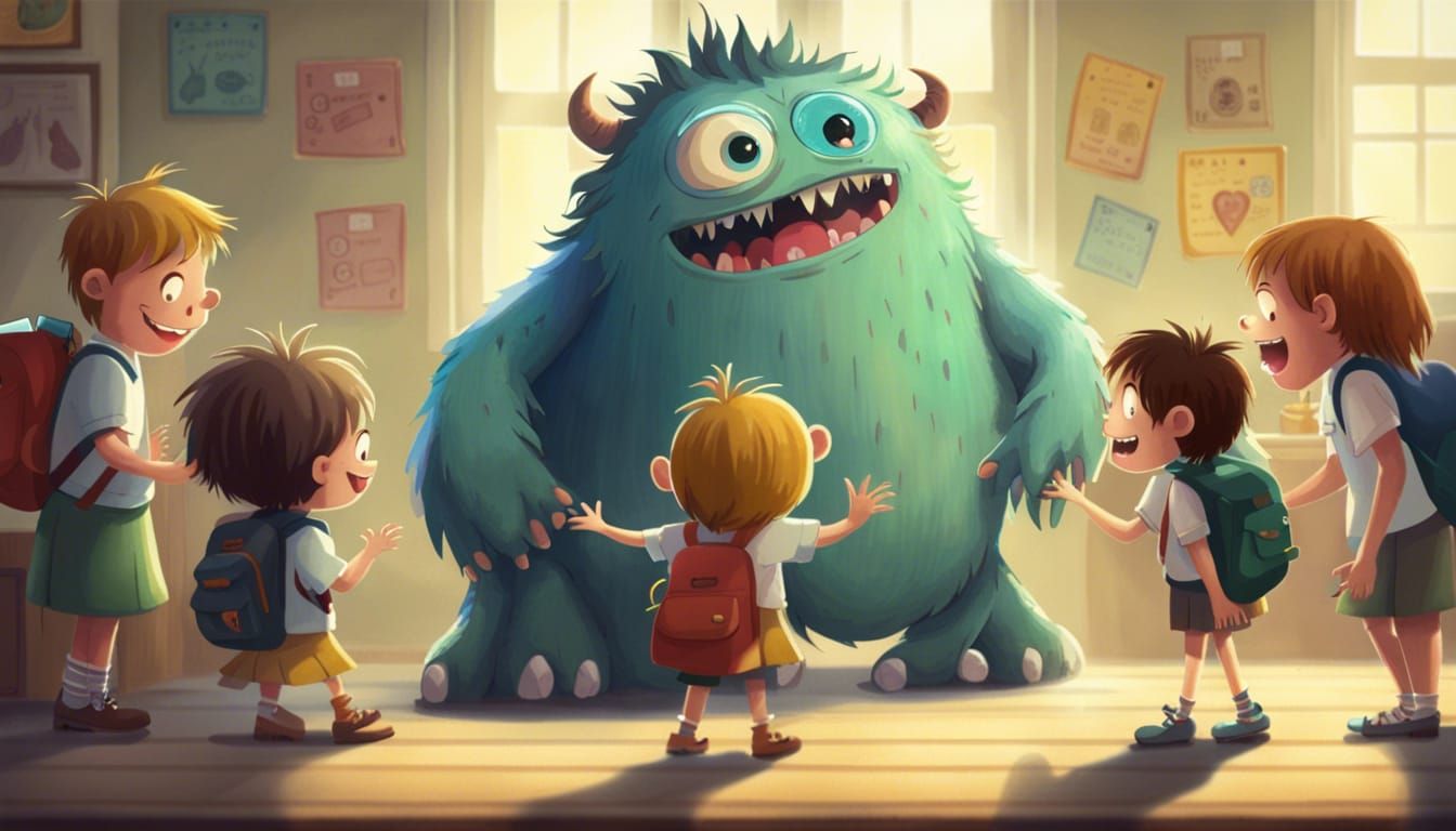 Monster's First Day of School: Heartwarming 3D Art