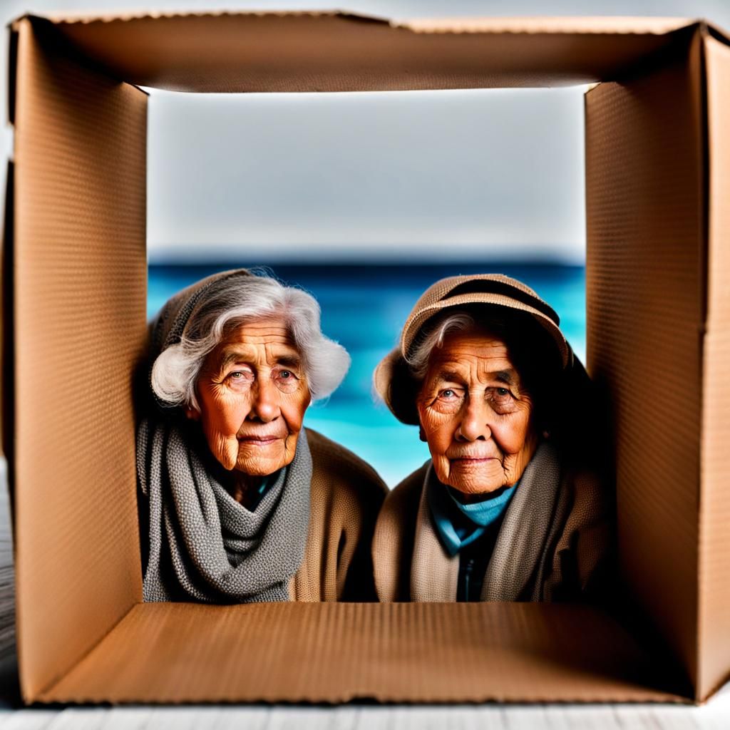 Islander Ladies Looking into a Box, Fine Detail
