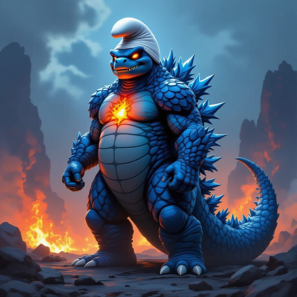 Papa Smurf as a Mythical Monster God