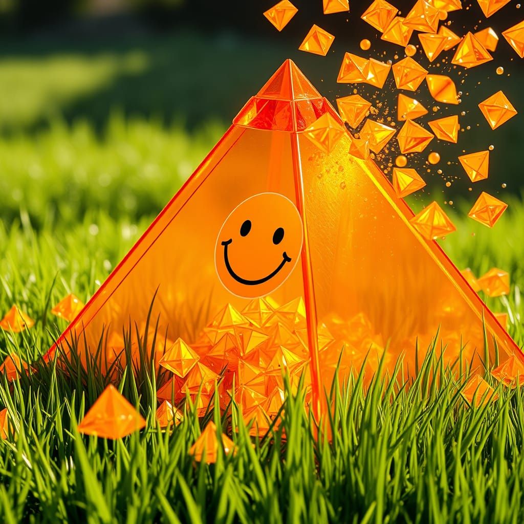 Orange Pyramid Vomiting Pyramids in Hyperrealistic CGI