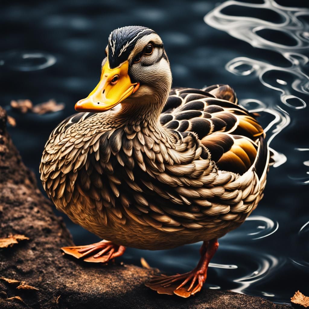Surreal Hyperrealistic Portrait of a Majestic Super Duck