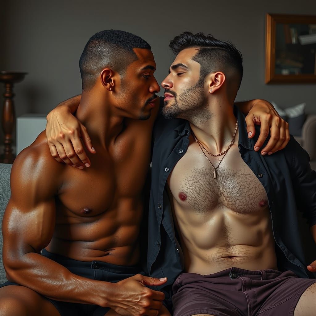 Passionate Embrace: Two Men in Love