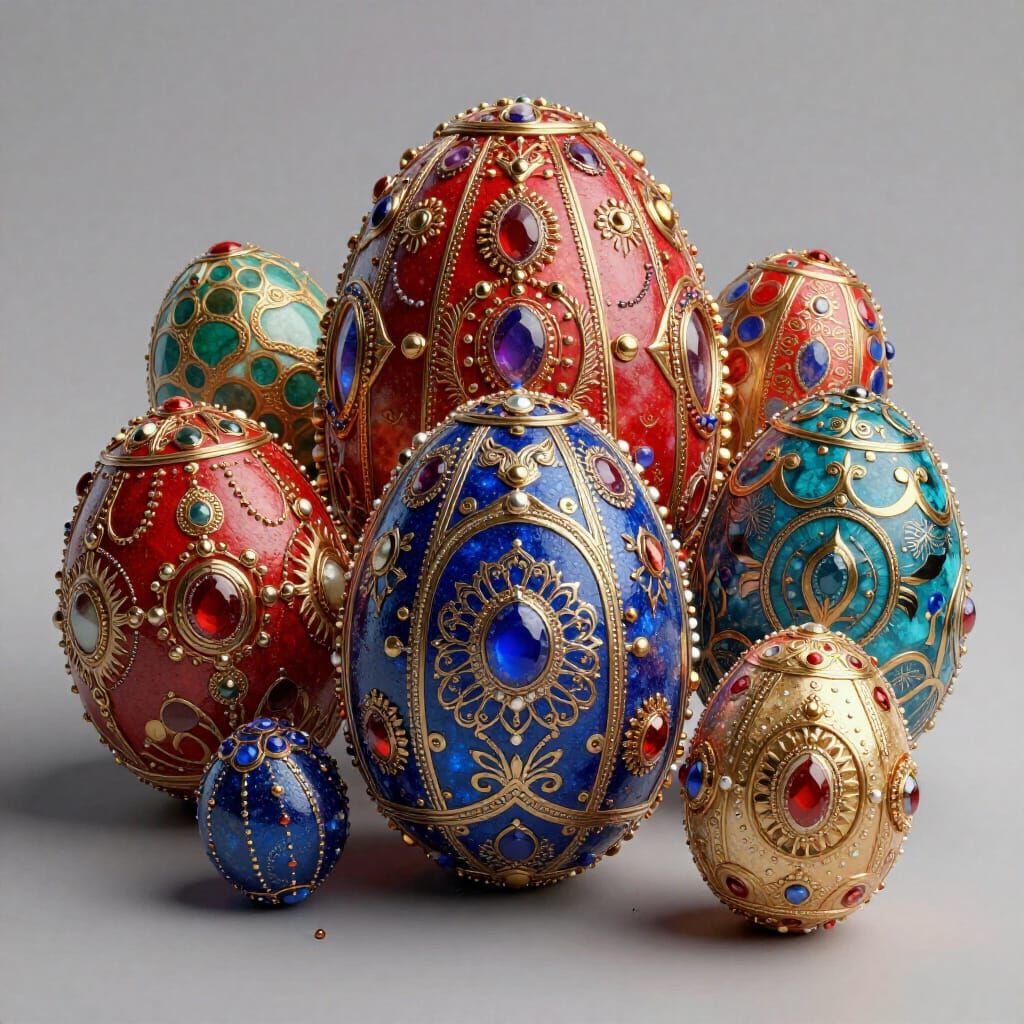 Ornate Jeweled Fabergé Eggs in Fantastical Colors