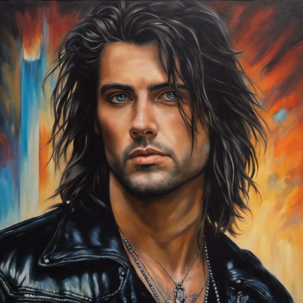 Hyperrealistic Grunge Rocker Portrait in Graveyard