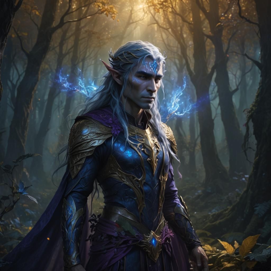 Eladrin in Mystical Forest, Digital Matte Painting