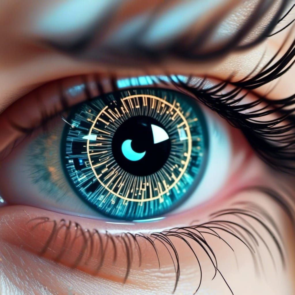 Intricate Cybernetic Eye with Glowing Circuitry