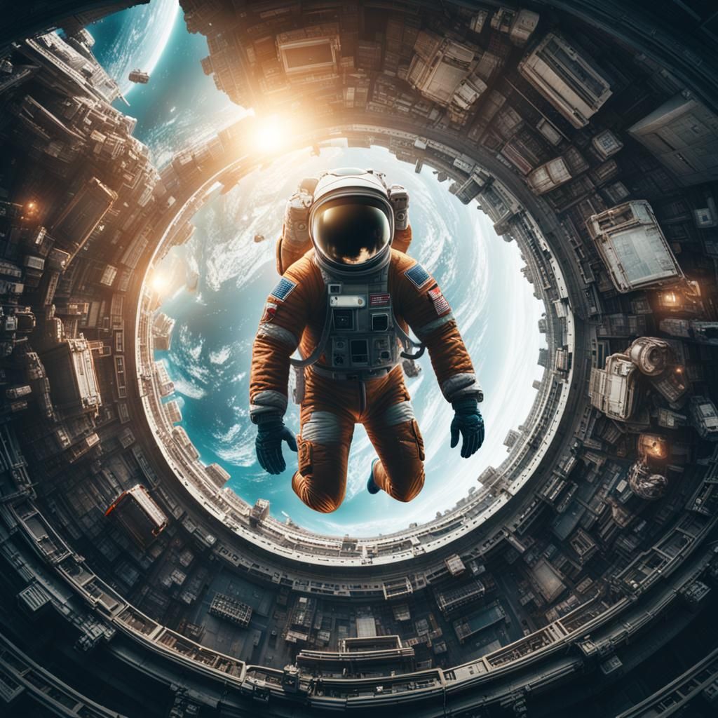 Astronaut Upside Down: Dramatic Digital Painting