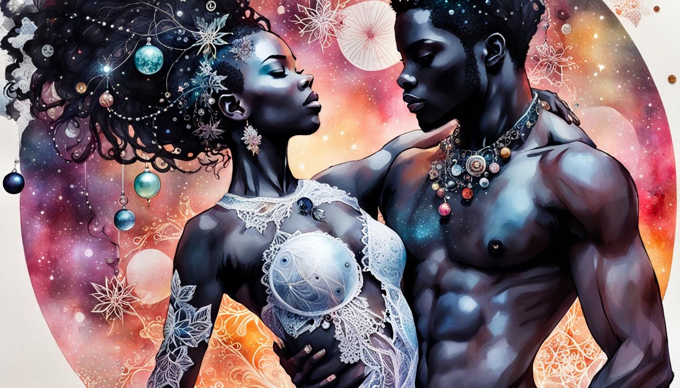 Romantic Dance Collage in Mixed Media Style