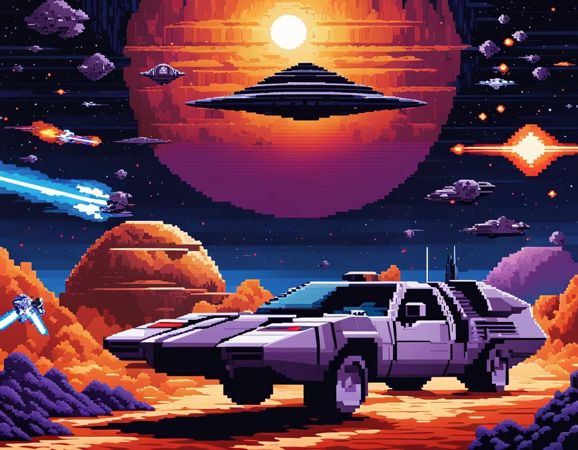 Epic Star Wars Space Battle in Retro Pixel Art