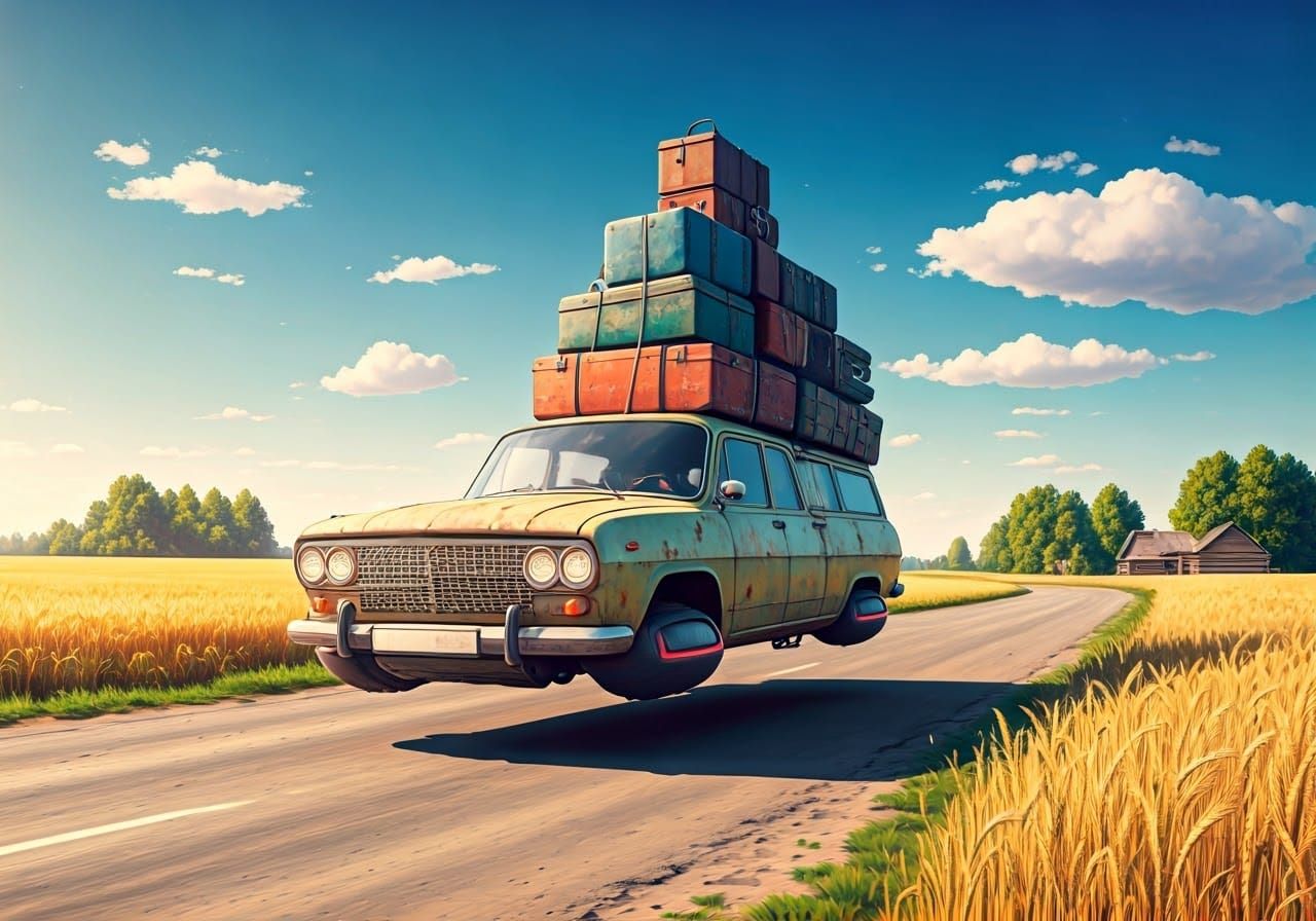 Rusty Soviet Hover Car Speeds Down Rural Russian Road