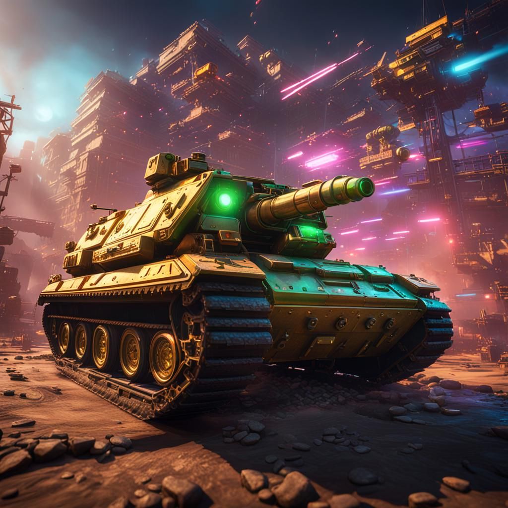 Disco Panzer in 3D Game Cinematic Style