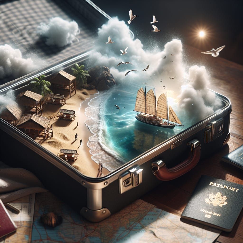 Miniature Beach in a Suitcase: Macro Mixed Media