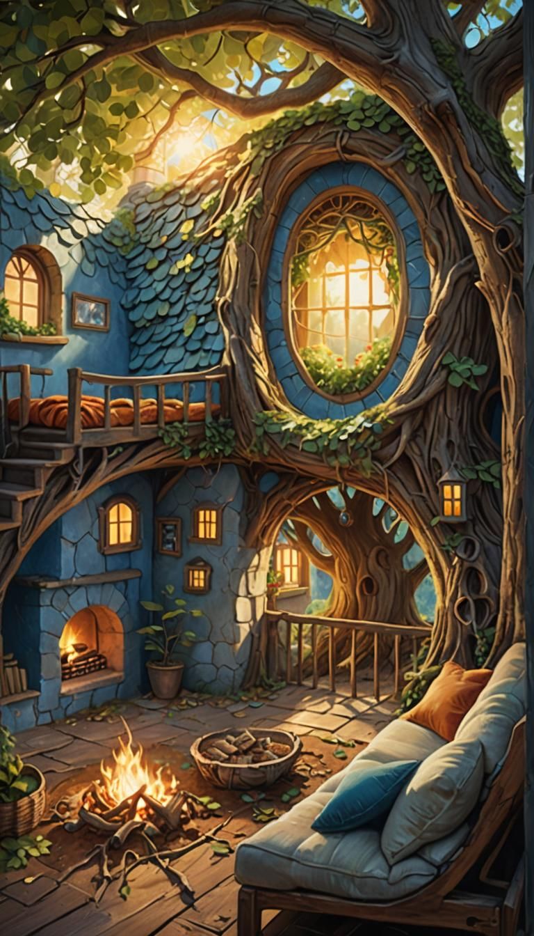 Whimsical Fantasy Home in Ancient Tree Roots