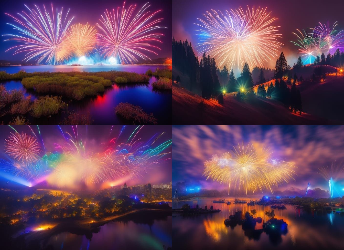 Spectacular Stained Glass Fireworks Display in 8K