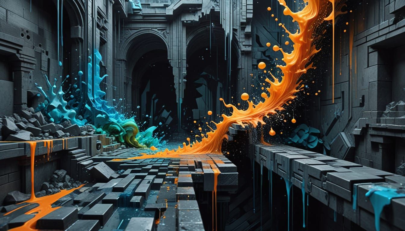 Surreal Labyrinth of Light: A Digital Glitch Masterpiece