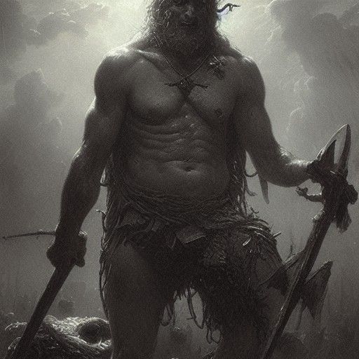 Horror Barbarian in Gustave Doré Style
