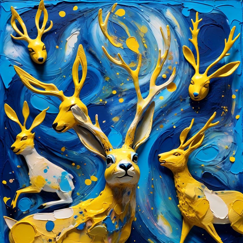 Surreal Juggling Jackalopes in Dadaist Mixed-Media Collage